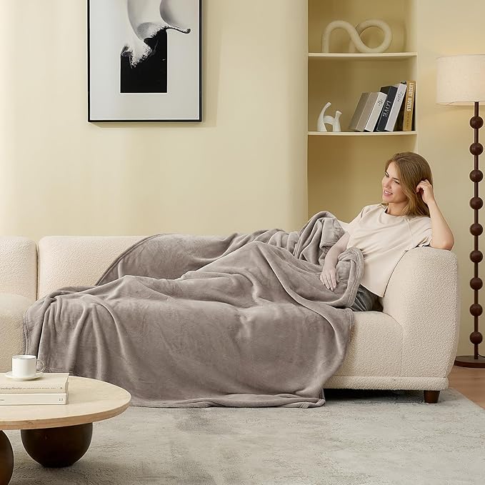 Hansleep Fleece Mocha Brown Throw Blanket, Super Soft Flannel Fuzzy Plush Cozy Blanket for All Seasons, Mocha Brown, Throw 50x60 Inches