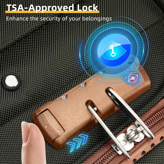 LARVENDER Luggage Sets 5 Piece Softside Expandable Suitcases Set with Spinner Wheels TSA Lock, Lightweight Soft Shell Rolling Travel Luggage Set Clearance for Men and Women, Green Brown
