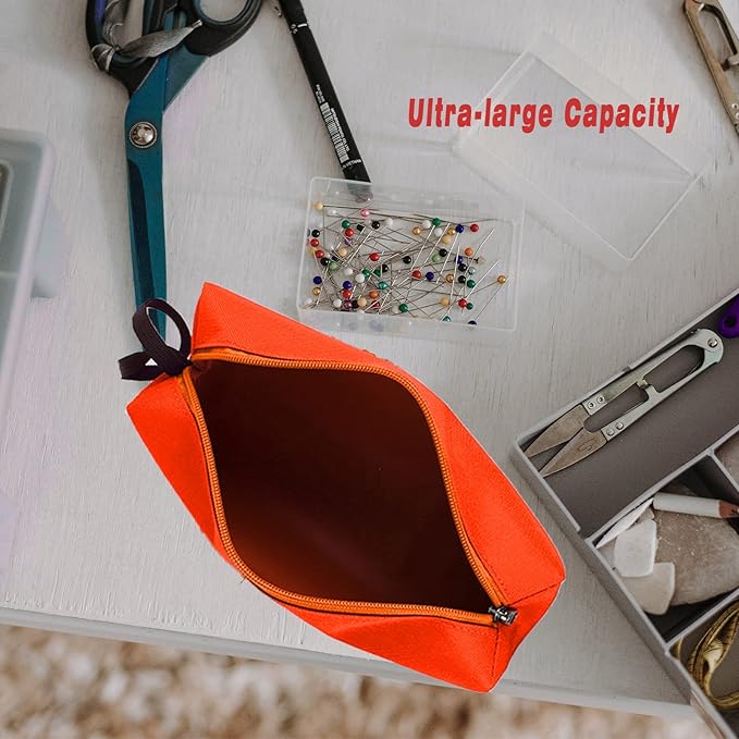 FASTECH 1-Pack Zipper Utility Tool Bag, Small Zipper Bags/Multi-purpose Tool Pouch Tote Bags Storage Organizer for Screwdrivers, Pliers, Nut Drivers Gifts to Men/Women. (Orange)