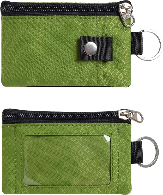 CHENSPRX Minimalist RFID Blocking Small Wallet with ID Window,WaterResistant Zip Id Case Wallet with Lanyard Keychain for Cards,Cash,Travel,Women,Men