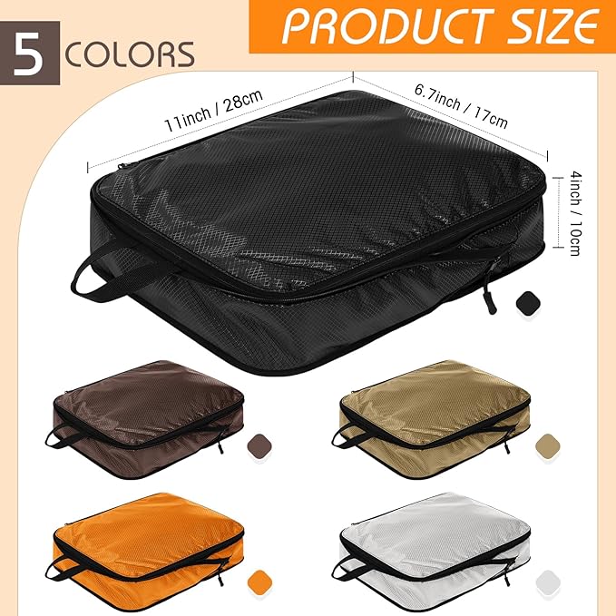 5 Pack Compression Packing Cubes for Travel Space Saving Cubes Luggage Organizer for Suitcase(Apricot,S)