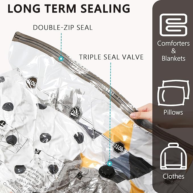 Vacuum Storage Bags with Electric Pump, Compression Packing Bags for Travel Luggage, Space Saver for Clothing Clothes Bedding Blankets Pillows, 28 Combo