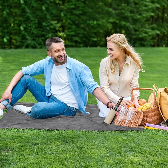 Pocket Picnic Blanket for 1-2 Persons, 43x55 in - Sandproof & Waterproof, Ultra-Light 2.5oz Travel Mat for Outdoor Beach Hiking Camping (Gray)