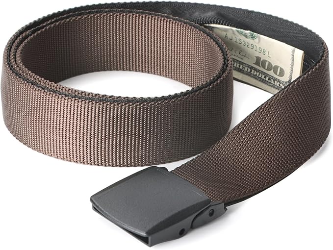 Travel Security Money Belt with Hidden Money Pocket - Cashsafe Anti-Theft Wallet Unisex Nickel free Nylon Belt by JASGOOD