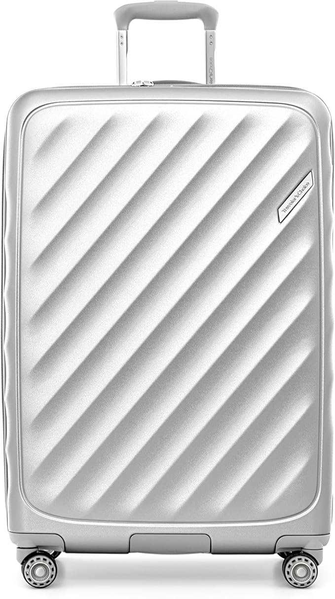Traveler's Choice Elm Expandable Spinner Luggage, Matte Silver, 2 Piece Set