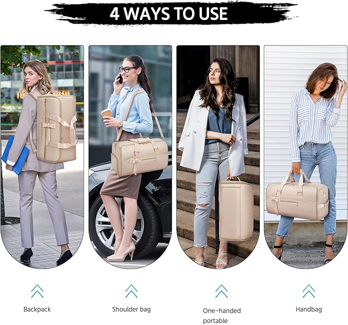 Garment Duffle Bags for Travel,Moulyan Convertible Garment Bag with Shoe Compartment,3 in 1 Waterproof Travel Suit Bag with Shoulder Strap for Women