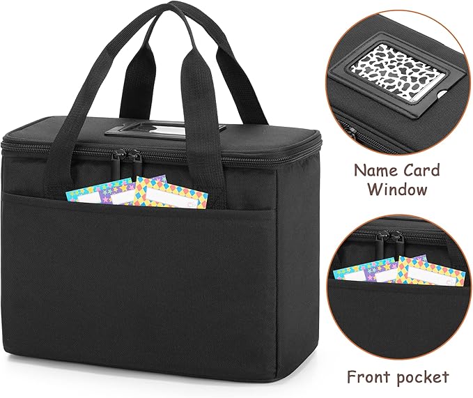 Trunab Reusable 3 Cups Drink Carrier for Delivery with Adjustable Dividers, Insulated Drink Caddy Holder Bag for Take Out, Beverages Carrier Tote with Handle for Outdoors, Patented Design, Black