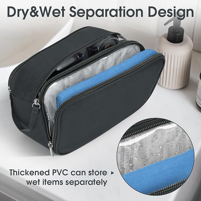Wedama Toiletry Bag for Men, Handheld Travel Bag, Waterproof Toiletries, Thickened Polyester Dopp Kit, Toiletries Business Trips and Camping, Grey