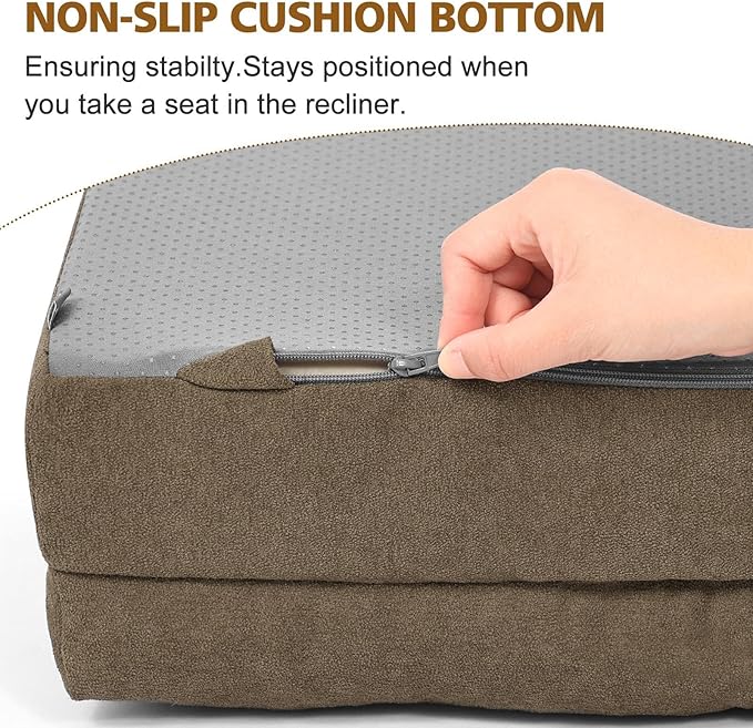 TANYOO Recliner Cushion for Elderly with Lumbar Support Pillow - 20x20x5 Inch Extra Thick Recliner Seat Cushion for Seniors Relief Back Pain and Tailbone Pain from Long Sitting Non-Slip Bottom Brown