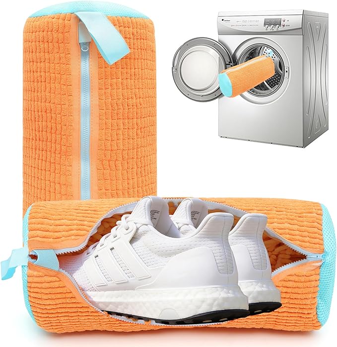 2PCS Shoes Washing Machine Bags, Laundry Shoe Bag for Washer and Dryer, Reusable and Durable Zipper Sneaker Shoe Washing Bag, Tennis Shoes Cleaning Bag for All Shoe Types (Orange)
