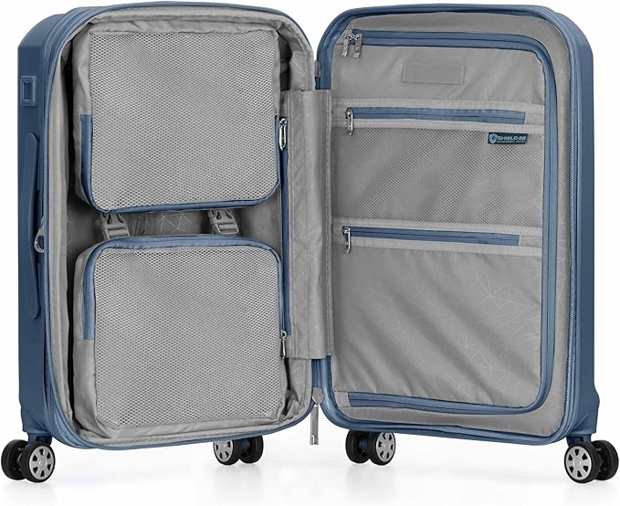 Traveler's Choice Pagosa Hardshell Expandable Luggage with Spinner Wheels, Slate Blue, 22-Inch Carry-on
