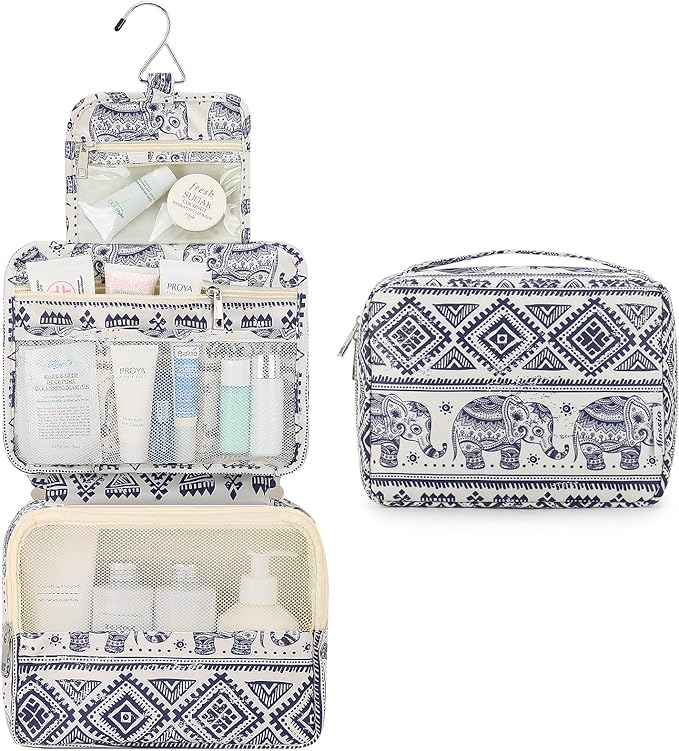 Mossio Hanging Toiletry Bag with Sturdy Hook - Large Portable Cosmetic Makeup Travel Organizer for Men & Women