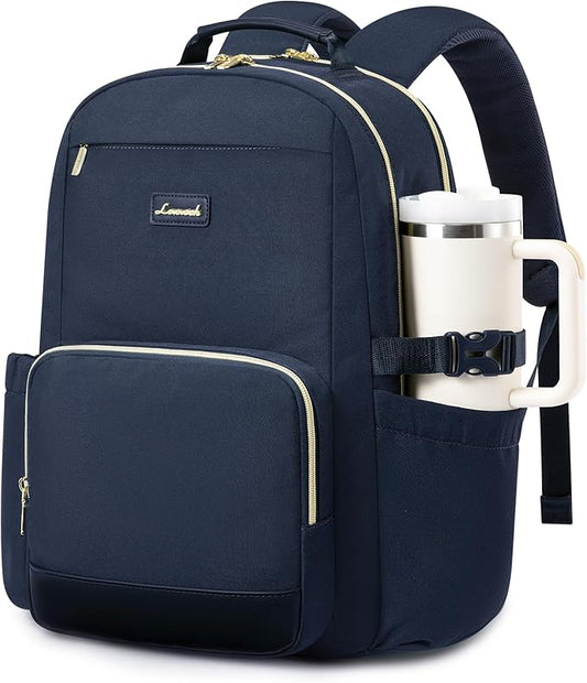 LOVEVOOK Laptop Backpack for Women with Pouch Pocket for Large Capacity Cup,15.6 Inch Laptop Computer Bag Travel Backpack Purse,Waterproof Work Business Backpack College Teacher Bags,Dark Blue