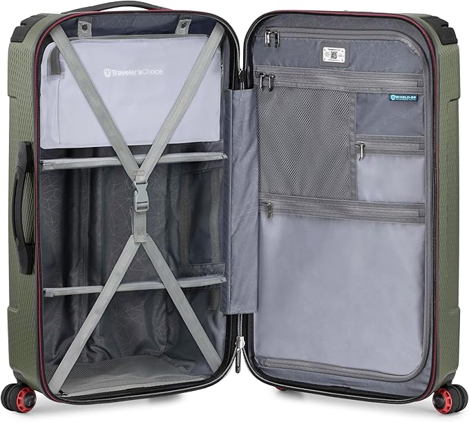 Traveler's Choice Maxporter II Polycarbonate Hardside Trunk with Spinner Wheels, Green, 28-Inch Medium Trunk