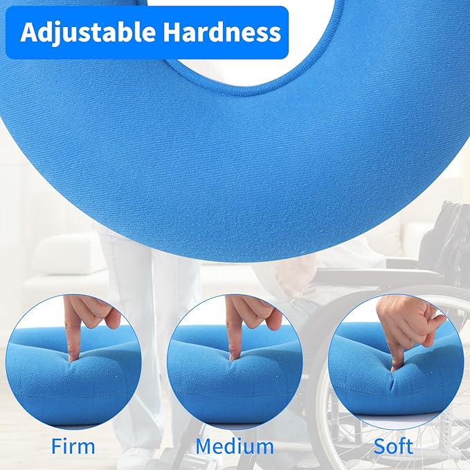 2 Pack Inflatable Donut Pillow Ring Seat 15 Inch Round Portable Donut Cushion Pillow for Home Office Chair Wheelchair Car, 2 Colors