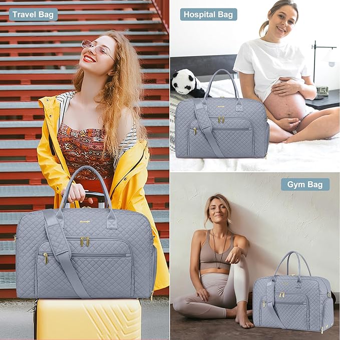 Travel Duffle Bags for Women Weekender: Overnight Bags with Shoe Compartment Large Carry on Weekend Bag with Toiletry Bag & Wet Pocket Tote Duffel Hospital Bag for Women Delivery