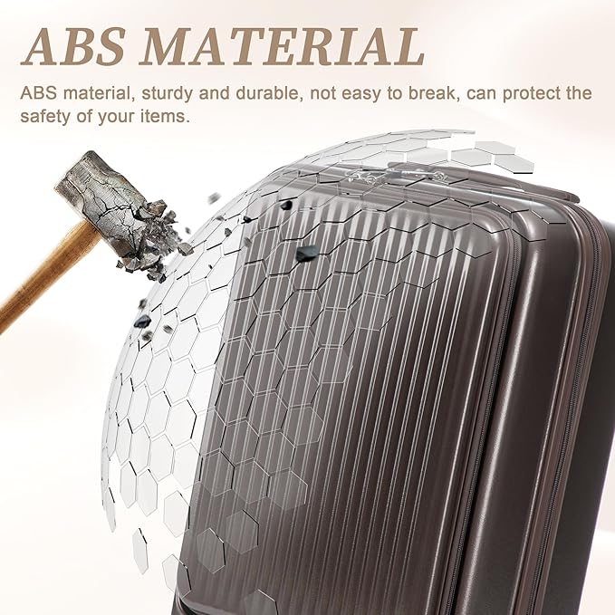 Hardside Luggage, Durable ABS Suitcase with Spinner Wheels, 20/14 Inch