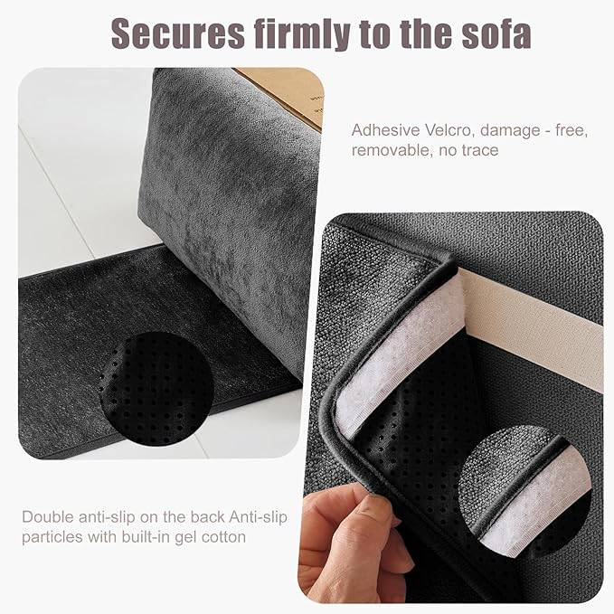 Chenille Neck Pillow for Sofa - Adjustable Headrest, Non-Slip Neck Support Cushion for Pain Relief, Comfortable Chair Pillow, Black