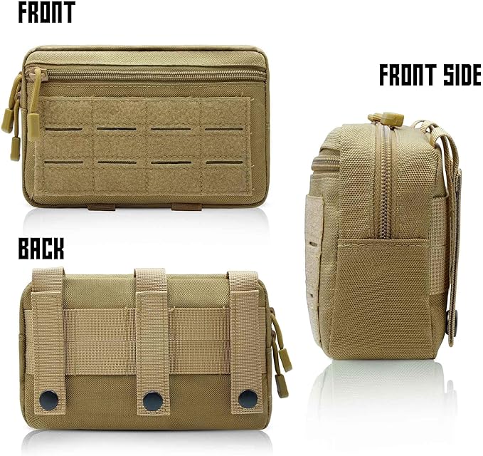2 Pack 1000D Laser Cut Molle Pouches - Tactical Compact Water-Resistant Utility Admin Pouch for Vest Backpack Duty Belt Tactical Vests