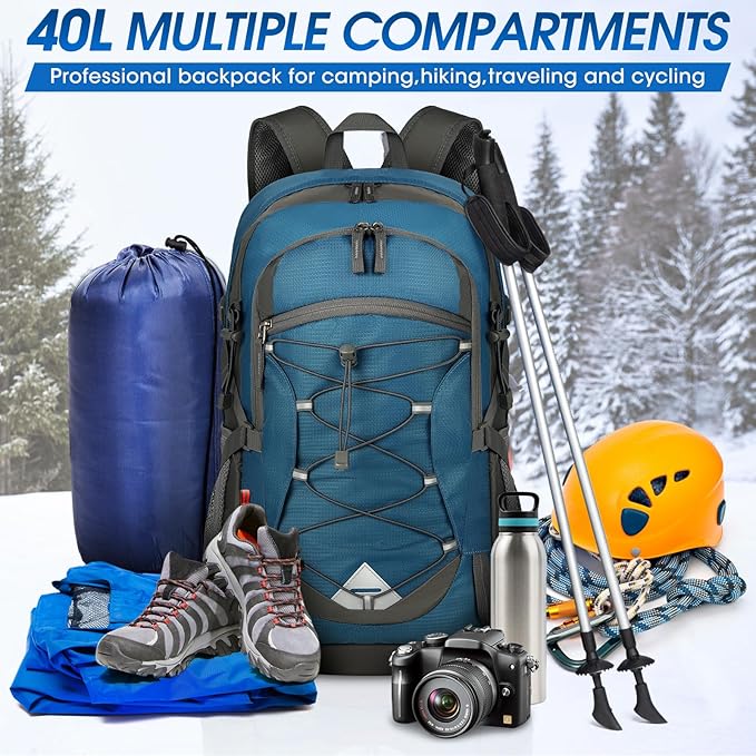 IGOLUMON Hiking Backpack 40L Packable Lightweight Camping Backpack Men Women Waterproof Hiking Daypack Outdoor Travel Daypack