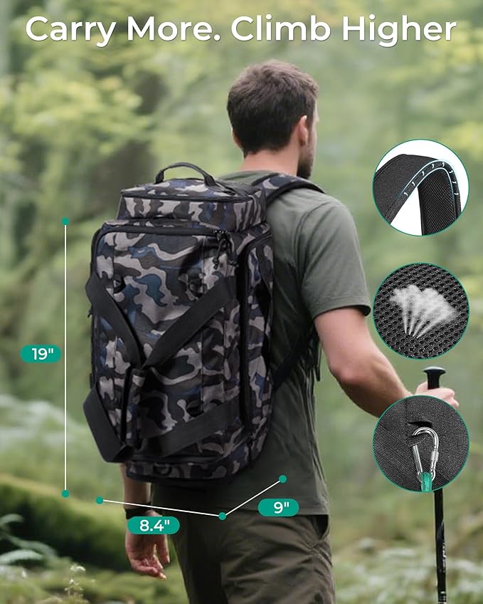 BAGSMART 4-IN-1 Gym Bag for Women Men, TSA Lightweight Duffle Bag for Travel with Shoe Compartment & Wet Pocket, 22L/30L/38L Tactical Backpack with 40oz Water Bottle Holder