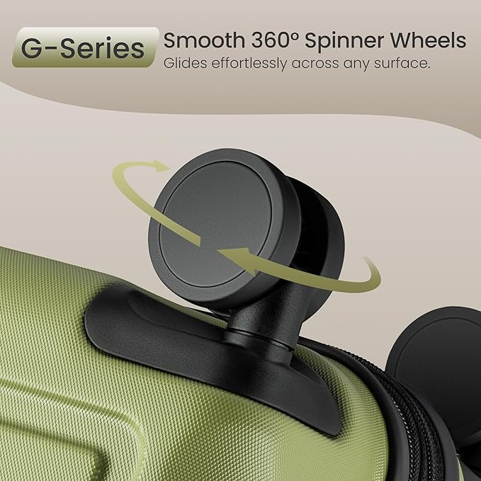SHOWKOO Luggage Sets Expandable 100% PC Durable Suitcase Double Wheels TSA Lock Olive Green 3pcs