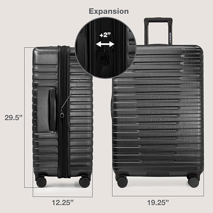 U.S. Traveler Boren Expandable Hardside Rugged Travel Luggage with 8 Spinner Wheels, Black, 3-Piece Set