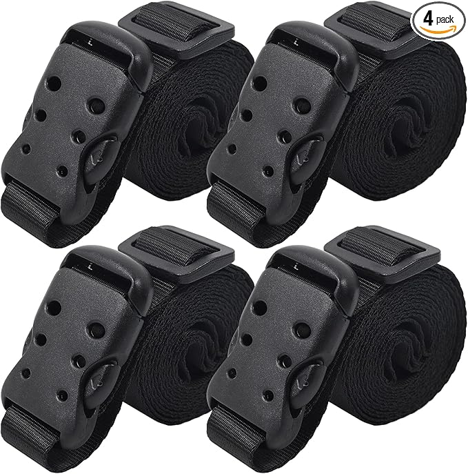 Ayaport Utility Straps with Buckle 72" Quick-Release Adjustable Nylon Straps Black 4 Pack