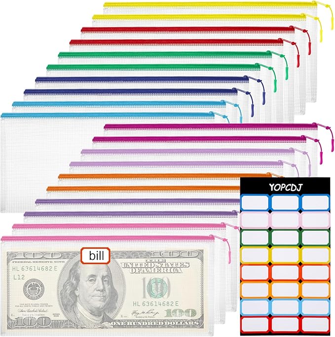 20PCS Mesh Zipper Pouch Bags Small, Zipper Pencil Pouches, 9.3 x 4.7 inch Clear Pencil Pouch Bulk, Clear Bags with Zipper for Travel Storage and Classroom Organization