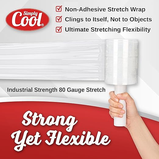 2 Pack Industrial Strength Mini Hand Stretch Wrap 5" 1000 Ft Roll 80 Gauge Thick, Shrink Wrap Roll for Moving Supplies, Furniture, Pallets, Plastic Wrap for Packing, Heavy Duty Stretch Film