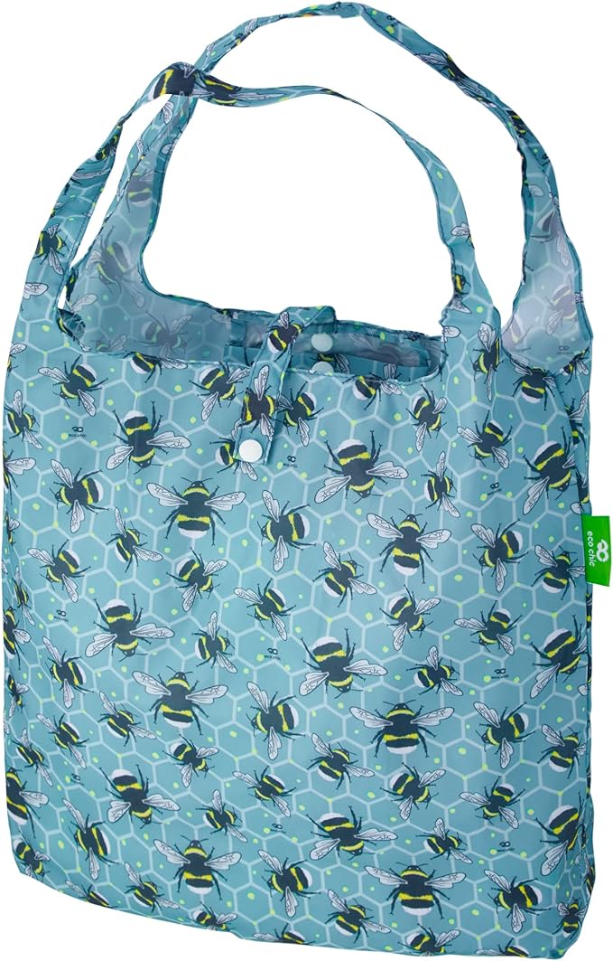 ECO CHIC Foldable Reusable Grocery Bags - Lightweight, Recycled & Reusable Shopping Bag - Waterproof Packable Tote
