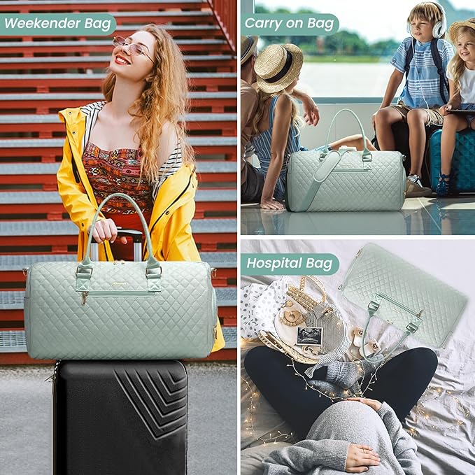 LOVEVOOK Travel Weekender with Toiletry Bag, Overnight Carry-On, Gym with Shoe Compartment & Wet Pocket, Mommy Hospital Bag