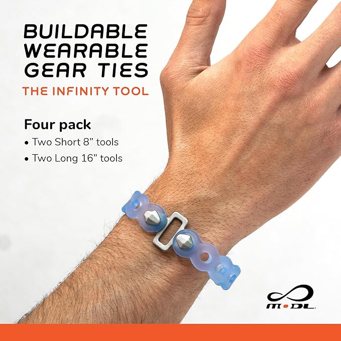 MODL Infinity Tool™ 2.0 Modular Straps (4-Pack) - Flexible Multi-Tool, Gear Strap, Wearable Gadget for Outdoor Adventure, Survival, Camping, Travel, EDC