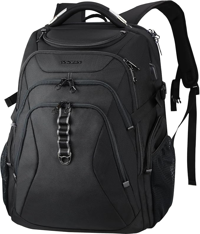 KROSER Travel Laptop Backpack 18.4 Inch XXXL Gaming Backpack with Hard Shell Saferoom RFID Pockets Water-Repellent Business College Daypack Stylish Laptop Bag for Men/Women-Black