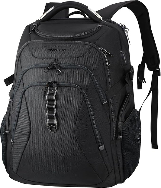 KROSER Travel Laptop Backpack 18.4 Inch XXXL Gaming Backpack with Hard Shell Saferoom RFID Pockets Water-Repellent Business College Daypack Stylish Laptop Bag for Men/Women-Black