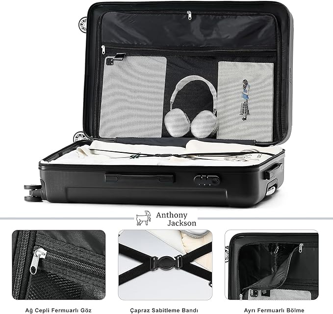 3 Piece ABS Luggage Set – Lightweight Suitcases with Spinner Wheels – 3 Different Sizes – TSA Lock – Hard Shell Travel Luggage for Men & Women