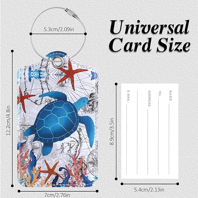 Luggage Tags for Suitcases, 2 Pack Cute PU Leather Luggage Tag TSA Approved with Stainless Steel Loop and Address Card Baggage Tag for Travel&Hotel Stays&Cruise Ships&Shipping and Mailing
