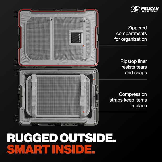 Pelican ATX Luggage Hard Case Luggage with Wheels - Waterproof Hardshell - Medium Size (25 Inch) Check-In Suitcase (Charcoal)