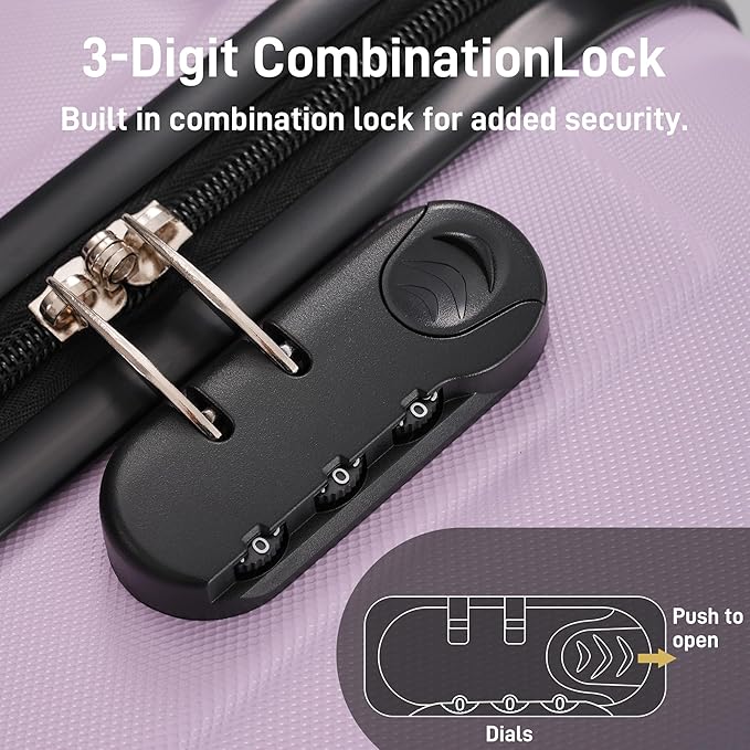 6 Pcs ABS Hardshell Luggage Sets Spinner Wheel Suitcase Lock Suitcases
