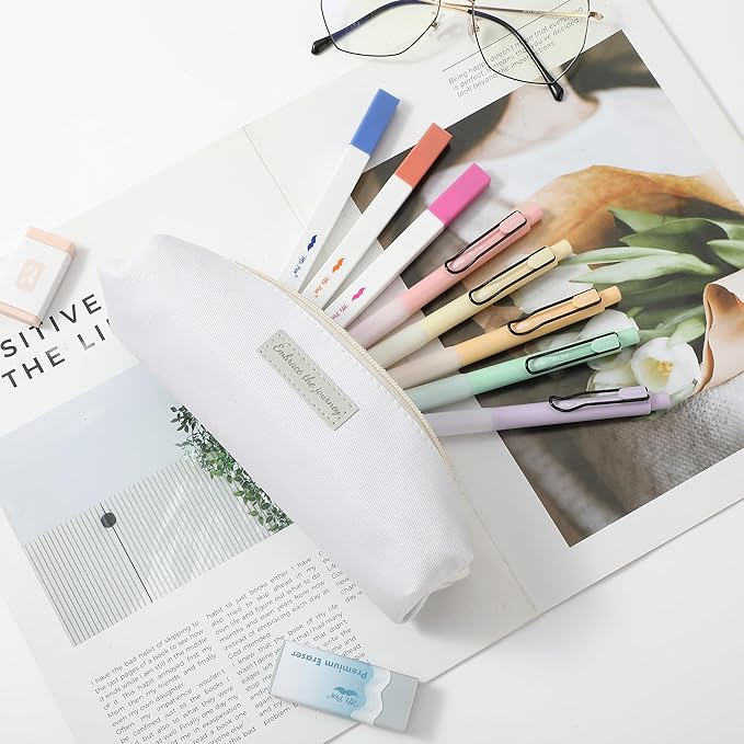 Mr. Pen- Cute Pencil Case Pouch, Cream Color, Multipurpose Canvas Bible Pencil Pouch