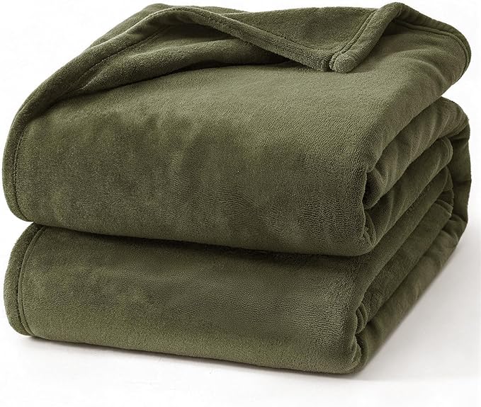 Hansleep Fleece Moss Green Throw Blanket, Super Soft Fuzzy Plush Cozy Blanket for All Seasons, Moss Green, Throw 50x60 Inches