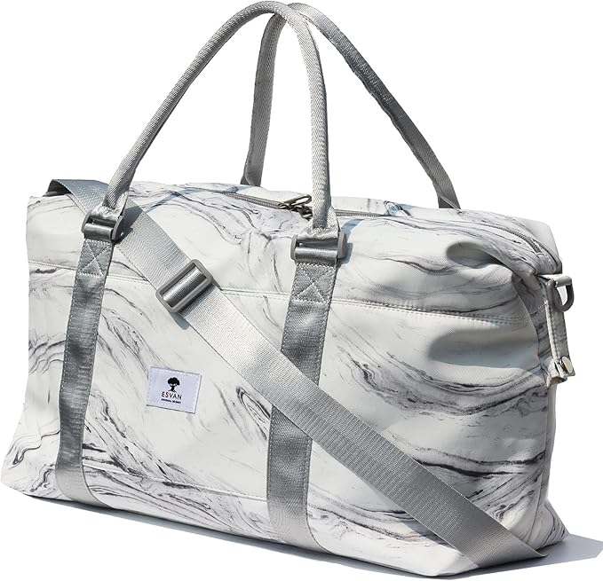 ESVAN Travel Tote Duffel Gym Bag,Weekender Overnight Carry-on Tote Crossbody Bag with Wet Pocket and Trolley Sleeve Upgraded