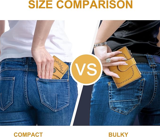Tipmile Small Wallet for Women Bifold RFID Blocking Card Holder Leather Wallets with Zipper Coin Pocket