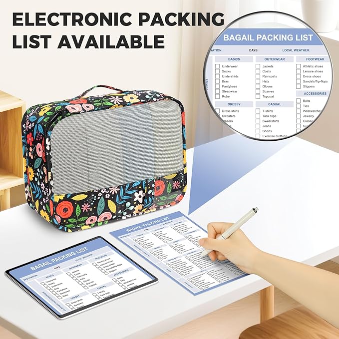 BAGAIL 9 Set Packing Cubes with Packing List Luggage Packing Organizers for Travel Accessories