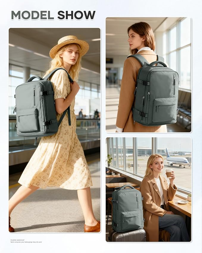 WONHOX Large Travel Backpack Carry on Flight Approved Laptop Work Business Backpack for Women Men Mochila de Viaje