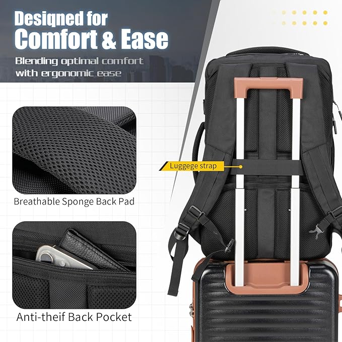 42L Travel Backpack with 4 Packing Cubes, TSA Friendly Flight Approved Carry-On Bag, Water-Resistant Weekender Business Backpack for Men Women, Fits 17.3" Laptop