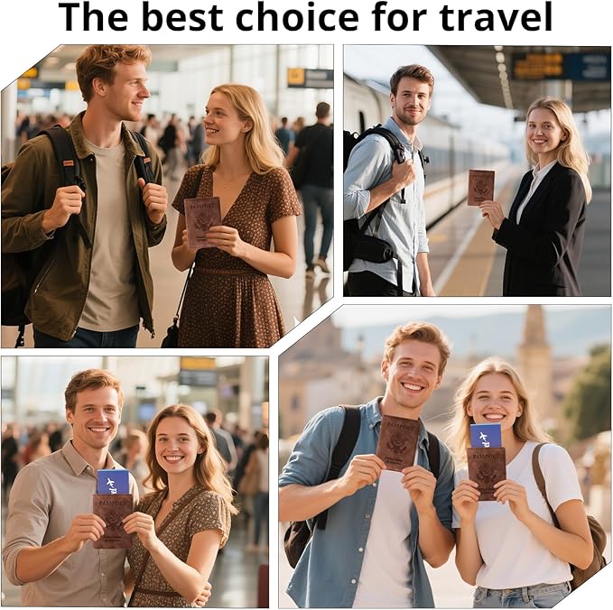 Passport Holder for Travel Essentials,RFID Blocking Passport Cover Wallet Card Case for Women and Men (Brown)