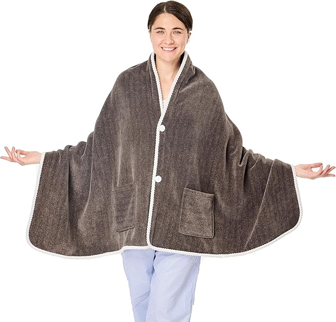 XING YE CHUAN Fleece Wearable Blanket, Comfy Poncho Throw with Buttons, Plush Sleeveless Blankets, for Women Cape Wrap Cover…