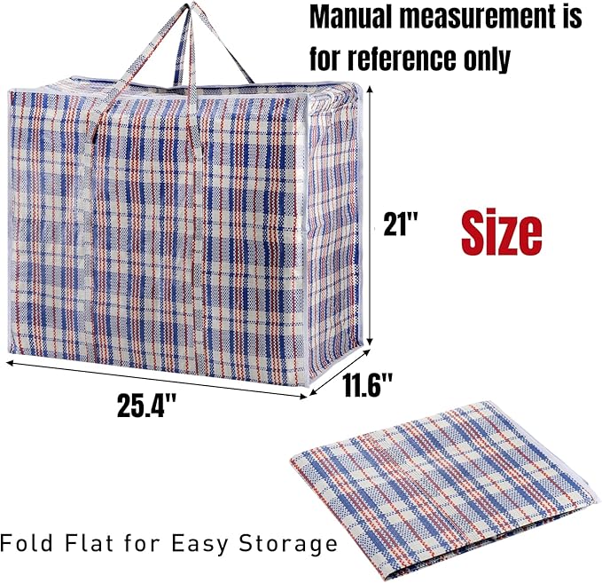 Hiceeden 9 Pack 108L Checkered Moving Storage Bags, Extra Large Travel Plaid Bag Alternative to Moving Boxes, Dorm Laundry Tote Organizer with Zipper and Handle for Clothes, Bedding, Red/Blue/Black