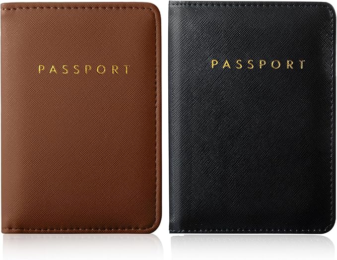 2 Pcs Passport Cover Holder for Travel Waterproof Leather Passport Wallet Case Book Travel Cruise Essentials for Women Men | 2 Pieces, Bridal, Holder, Waterproof, Holder Covers, Travel Wallet